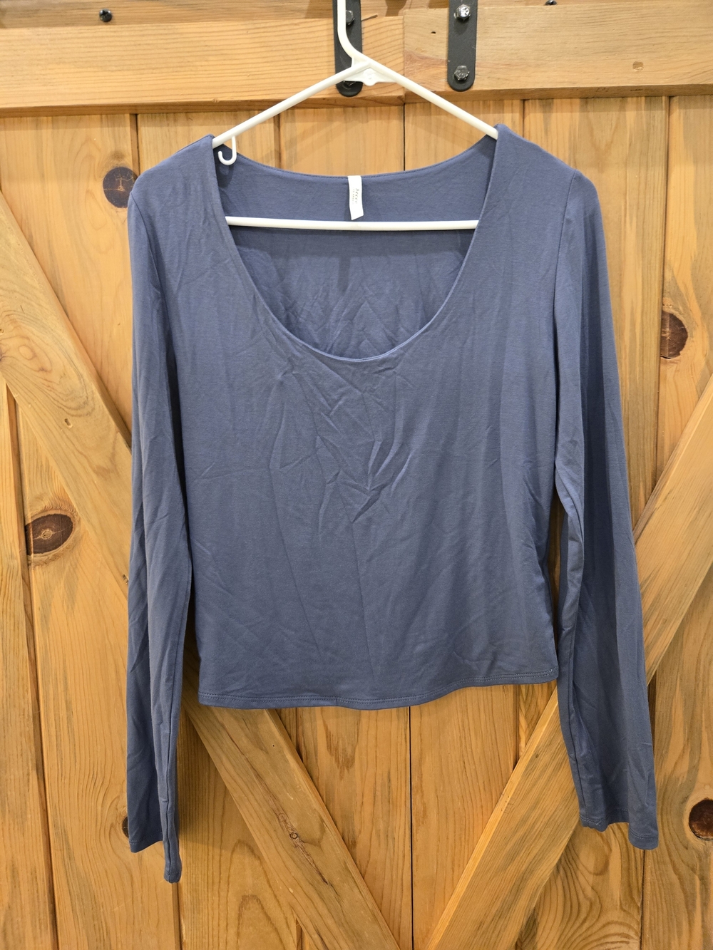 BE COOL Slate Blue Scoop Neck Long Sleeve Top